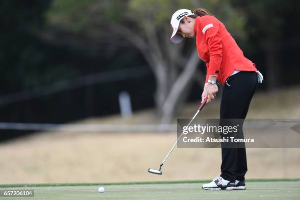 Bo-Mee Lee of South Korea putts on the 12th hole during the first round of the AXA Ladies Golf Tournament at the UMK Country Club on March 24, 2017...
