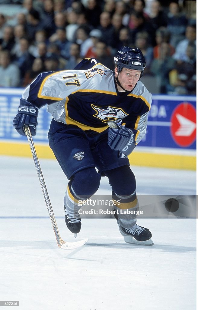 Hartnell Down Scott Hartnell of the Nashville Predators moves down the ice during ...
