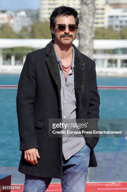 Spanish actor Hugo Silva attends the 'El Intercambio' photocall on day 7 of the 20th Malaga Film Festival at the AC Malaga Palacio Hotel on March 23,...