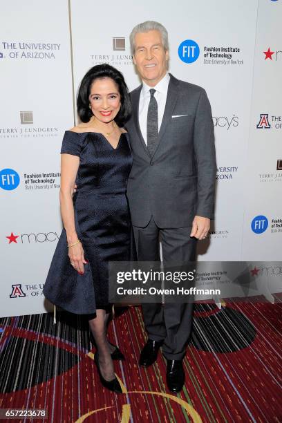 Dr. Joyce Brown and Terry Lundgren attend Fashion Institute Of Technology 2017 Gala at Marriott Marquis on March 22, 2017 in New York City.