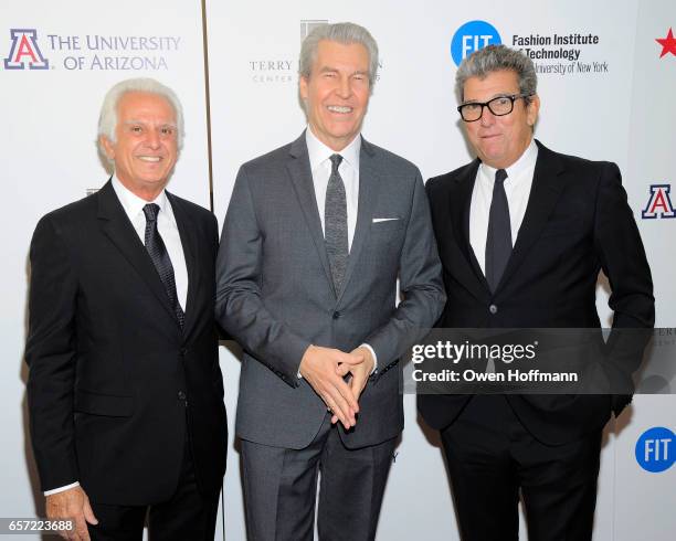 Maurice Marciano, Terry Lundgren and Andrew Rosen attend Fashion Institute Of Technology 2017 Gala at Marriott Marquis on March 22, 2017 in New York...