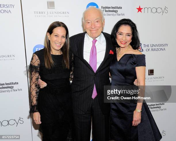 Jane Hertzmark Hudis, Leonard Lauder and Dr. Joyce Brown attend Fashion Institute Of Technology 2017 Gala at Marriott Marquis on March 22, 2017 in...