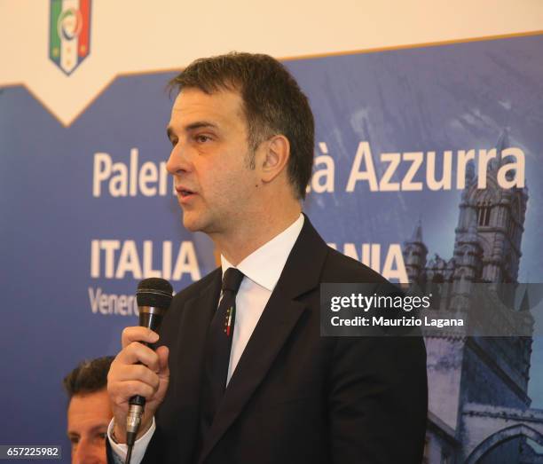 Italian Federation team manager Michele Uva attends at Progetto Rete press conference on March 24, 2017 in Palermo, Italy.