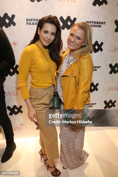Mandy Grace Capristo and Nova Meierhenrich pose during the Different Fashion store opening on March 23, 2017 in Hamburg, Germany.