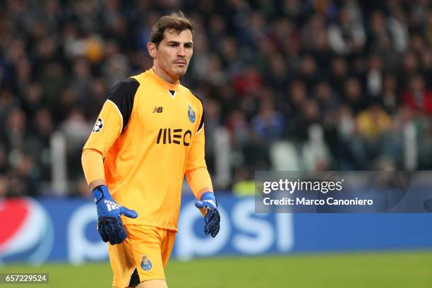 Iker Casillas of FC Porto during the UEFA Champions League Round of 16 second leg match between Juventus Turin and FC Porto at Juventus Stadium....