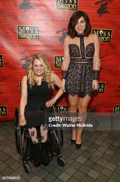Ali Stroker and Krysta Rodriguez attend The Opening Night of the New Broadway Production of "Miss Saigon" at the Broadway Theatre on March 23, 2017...