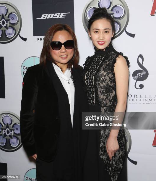 Director Alice Wang and actress Candy Wang attend the inaugural Las Vegas F.A.M.E Awards presented by the Producers Choice Honors at the Hard Rock...