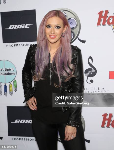 Singer Kaya Jones attends the inaugural Las Vegas F.A.M.E Awards presented by the Producers Choice Honors at the Hard Rock Cafe Las Vegas Strip on...