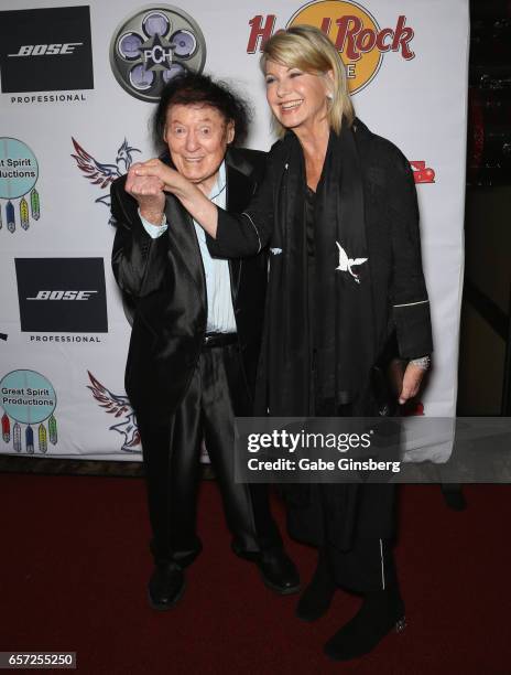 Comedian/actor Marty Allen and entertainer Olivia Newton-John attend the inaugural Las Vegas F.A.M.E Awards presented by the Producers Choice Honors...