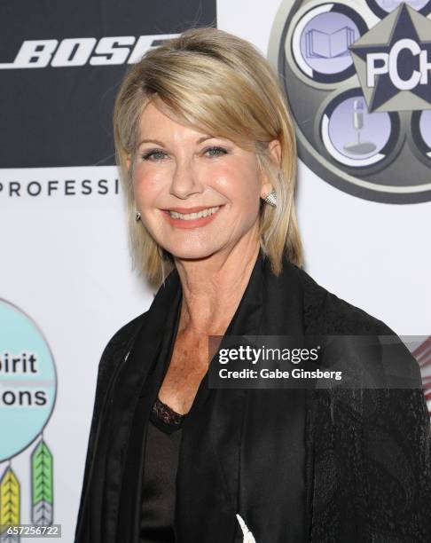 Entertainer Olivia Newton-John attends the inaugural Las Vegas F.A.M.E Awards presented by the Producers Choice Honors at the Hard Rock Cafe Las...