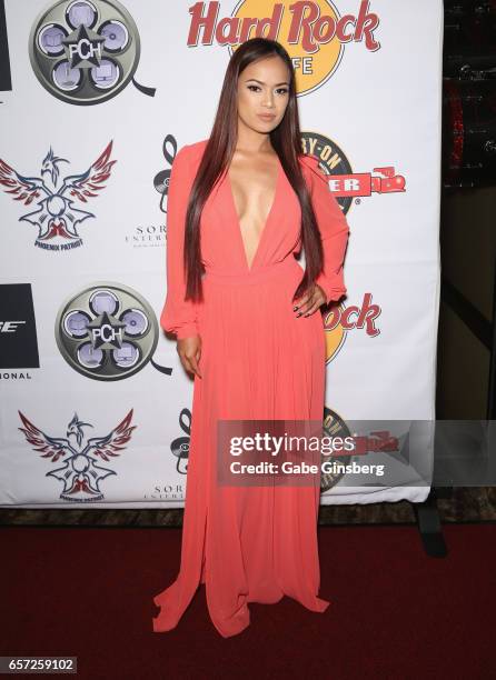 Model Dixie Miranda attends the inaugural Las Vegas F.A.M.E Awards presented by the Producers Choice Honors at the Hard Rock Cafe Las Vegas Strip on...