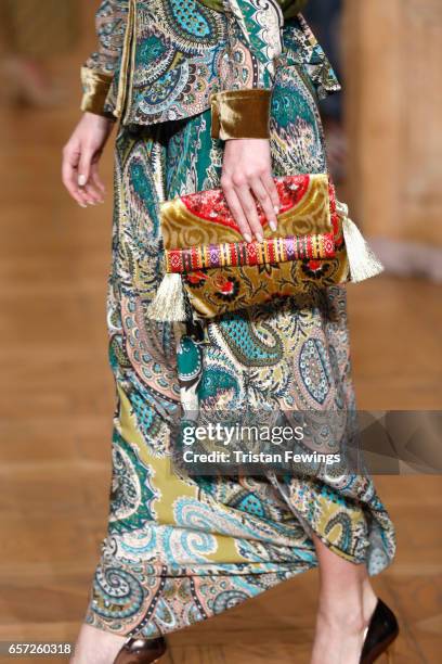 Model, fashiondetail, walks the runway at the Cigdem Akin show during Mercedes-Benz Istanbul Fashion Week March 2017 at Grand Pera on March 24, 2017...