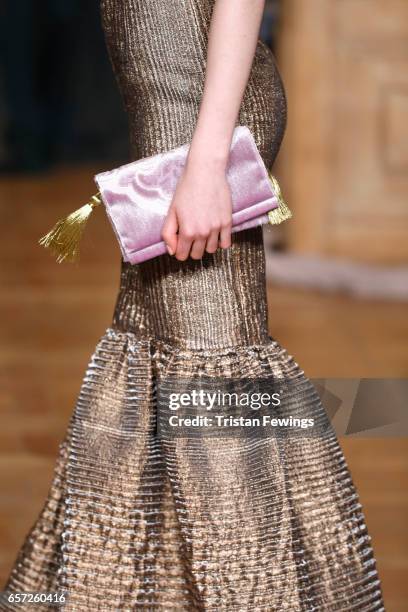 Model, fashiondetail, walks the runway at the Cigdem Akin show during Mercedes-Benz Istanbul Fashion Week March 2017 at Grand Pera on March 24, 2017...