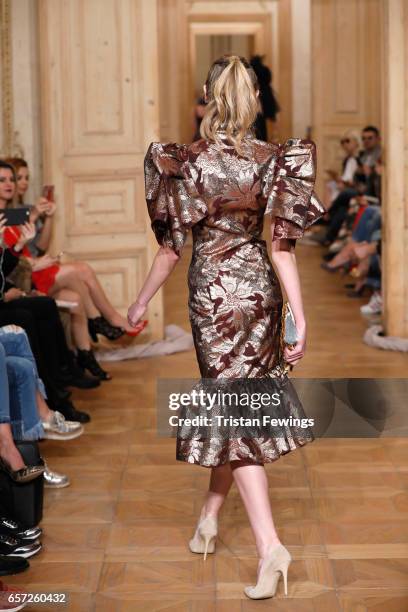 Model walks the runway at the Cigdem Akin show during Mercedes-Benz Istanbul Fashion Week March 2017 at Grand Pera on March 24, 2017 in Istanbul,...