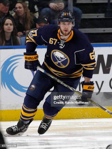 Brady Austin of the Buffalo Sabres during the game against the Pittsburgh Penguins at the KeyBank Center on March 21, 2017 in Buffalo, New York....