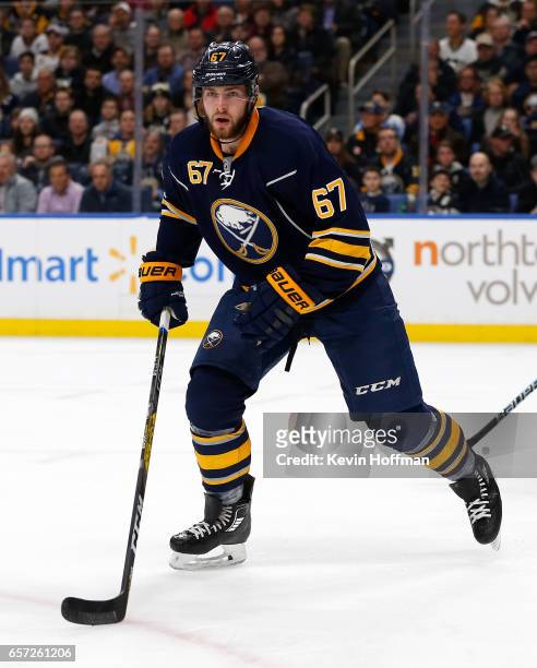 Brady Austin of the Buffalo Sabres during the game against the Pittsburgh Penguins at the KeyBank Center on March 21, 2017 in Buffalo, New York....
