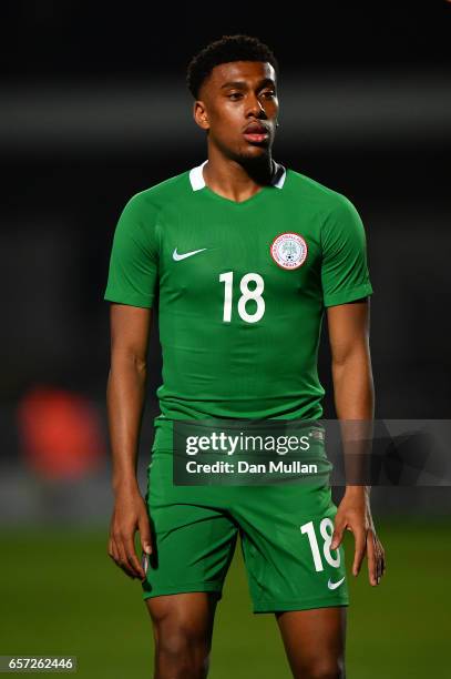 Alex Iwobi of Nigeria looks on during the International Friendly match between Nigeria and Senegal at The Hive on March 23, 2017 in Barnet, England.