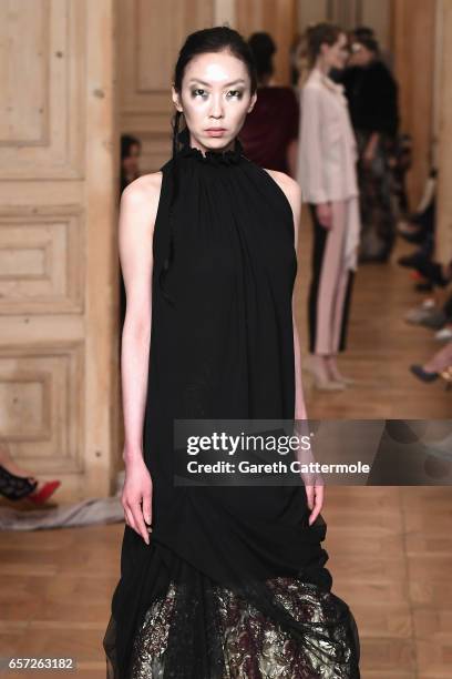 Model walks the runway at the Cigdem Akin show during Mercedes-Benz Istanbul Fashion Week March 2017 at Grand Pera on March 24, 2017 in Istanbul,...