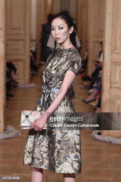 Model walks the runway at the Cigdem Akin show during Mercedes-Benz Istanbul Fashion Week March 2017 at Grand Pera on March 24, 2017 in Istanbul,...
