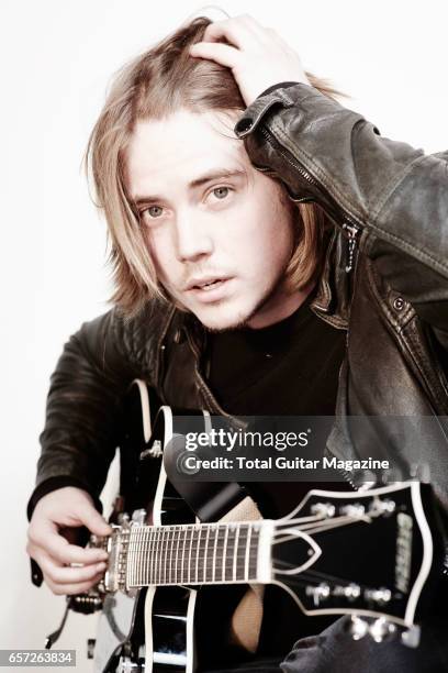 Portrait of musician Joe Langridge-Brown, guitarist with English alternative rock group Nothing But Thieves, photographed before a live performance...