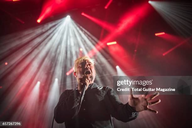 Vocalist Chino Moreno of American hard rock group Deftones performing live on stage at Wembley Arena in London, on June 3, 2016.