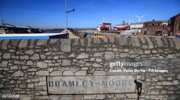 General view of Bramley Moore Dock in Liverpool, the proposed site of Everton's new stadium. PRESS ASSOCIATION Photo. Picture date: Friday March 24,...