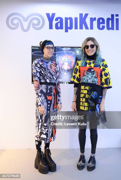Designers Deniz Berdan and Begum Berdan during Mercedes-Benz Istanbul Fashion Week March 2017 at Grand Pera on March 24, 2017 in Istanbul, Turkey.