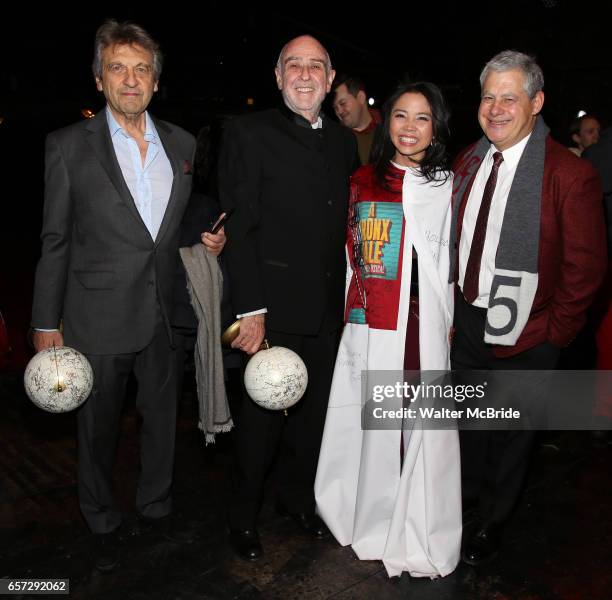 Alain Boubil, Claude-Michel Schonberg, Catherine Ricafort and Cameron Mackintosh during The Opening Night Actors' Equity Gypsy Robe Ceremony honoring...