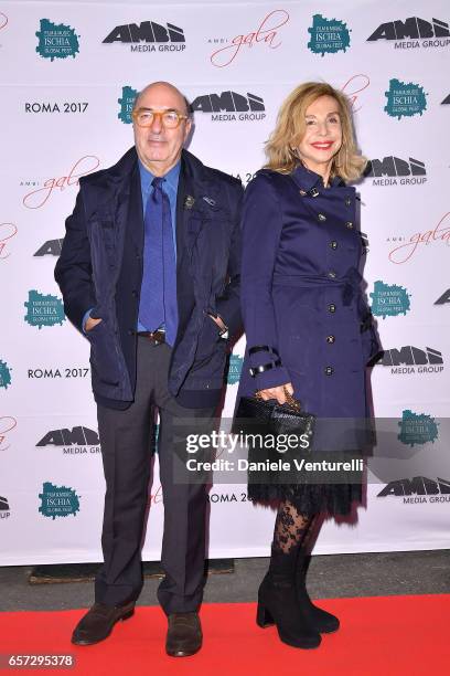 Dante Ferretti and Francesca Lo Schiavo attend AMBI GALA In Honour Of Andy Garcia And Bobby Moresco on March 23, 2017 in Rome, Italy.