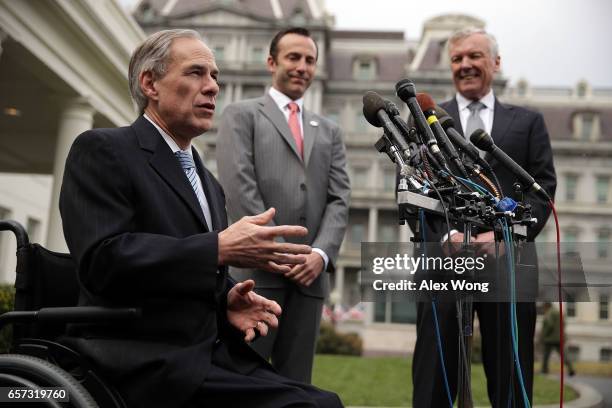 Charter Communications CEO Thomas Rutledge , Texas Governor Greg Abbott and Assistant to the President for Intragovernmental and Technology...