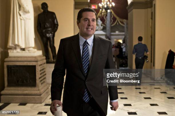 Devin Nunes, a Republican from California and chairman of the House Intelligence Committee, walks through the U.S. Capitol in Washington, D.C., U.S.,...