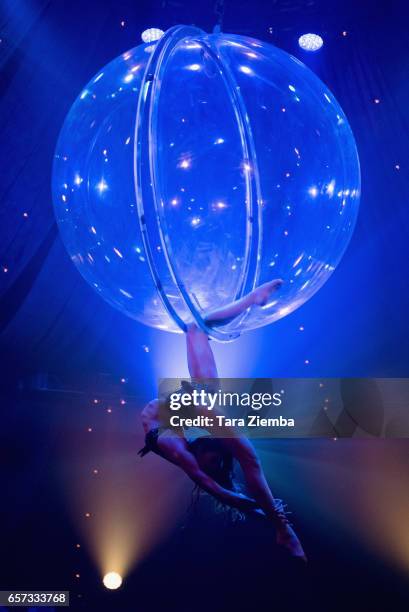 View of a performance during Los Angeles Opening Night Performance Of 'Absinthe' at L.A. Live Event Deck on March 23, 2017 in Los Angeles, California.