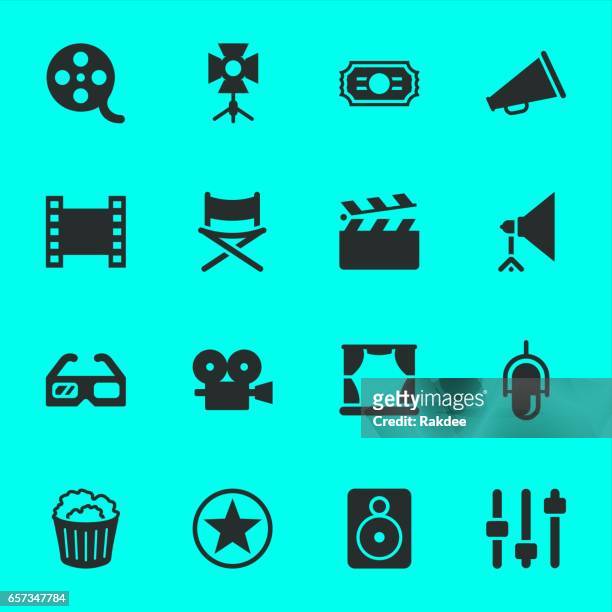 ilustraciones, imágenes clip art, dibujos animados e iconos de stock de iconos de la industria cinematográfica - film studio