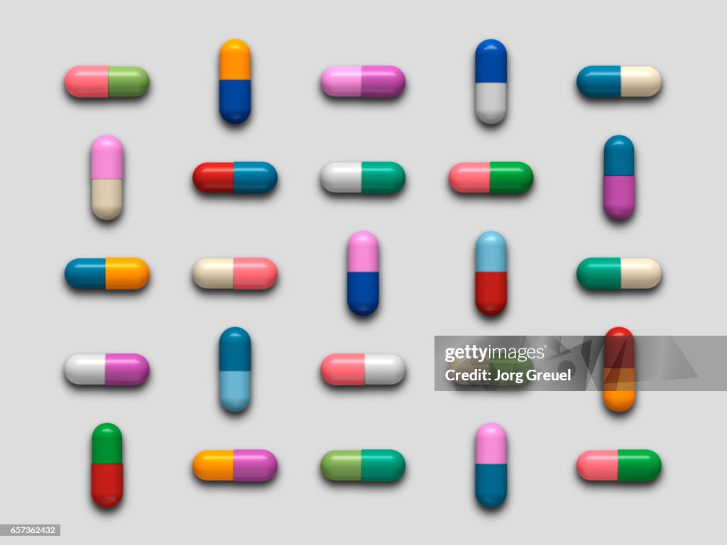 Multicolored capsules