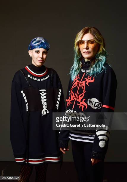 Designers Deniz Berdan and Begum Berdan pose for a portrait during Mercedes-Benz Istanbul Fashion Week March 2017 at Grand Pera on March 22, 2017 in...