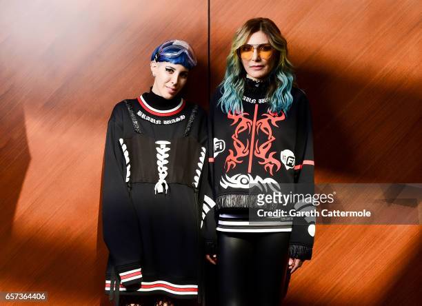 Designers Deniz Berdan and Begum Berdan pose for a portrait during Mercedes-Benz Istanbul Fashion Week March 2017 at Grand Pera on March 22, 2017 in...