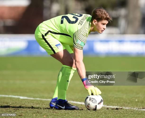 Dennis Smarsch of Hertha U19 during the test match between Hertha BSC and Hertha U23 on March 24, 2017 in Berlin, Germany.