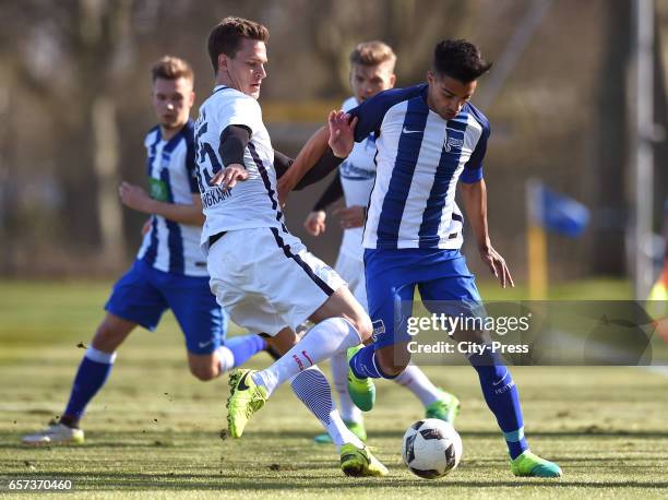 Sebastian Langkamp and Sami Allagui of Hertha BSC during the test match between Hertha BSC and Hertha U23 on March 24, 2017 in Berlin, Germany.