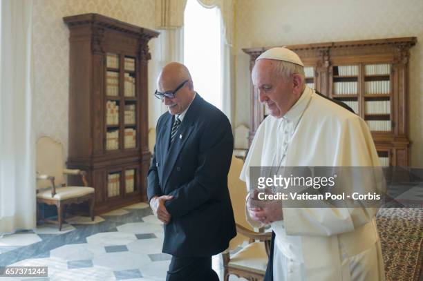Pope Francis Meets President Of Fiji Jioji Konousi Konrote on March 24, 2017 in Vatican City, Vatican.