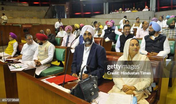 Punjab Cabinet Ministers and MLAs on the first day of Punjab Vidhan Sabha session on March 24, 2017 in Chandigarh, India.