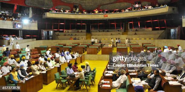 Punjab Ministers and MLAs on the first day of Punjab Vidhan Sabha session on March 24, 2017 in Chandigarh, India.