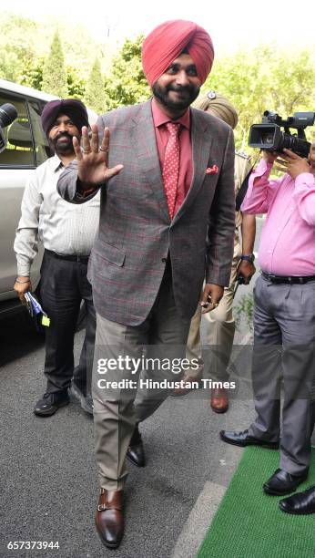 Punjab Cabinet Minister Navjot Singh Sidhu on the first day of Punjab Vidhan Sabha session on March 24, 2017 in Chandigarh, India.