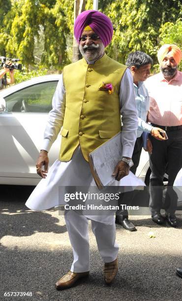 Punjab Cabinet Minister Rana Gurjeet Singh on the first day of Punjab Vidhan Sabha session on March 24, 2017 in Chandigarh, India.