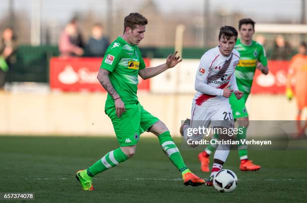 Andre Hahn of Borussia Moenchengladbach controls the ball during the Friendly Match between Borussia Moenchengladbach and FC Sankt Pauli at...