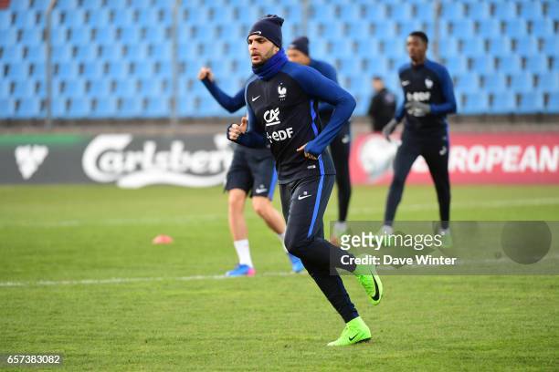 Layvin Kurzawa of France during the training session before the FIFA World Cup 2018 qualifying match between Luxembourg and France on March 24, 2017...
