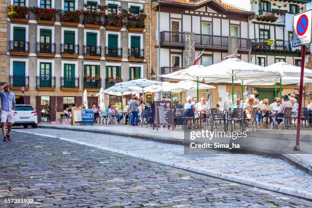 plaza de armas, main square of hondarribia. spain. - plaza de armas stock pictures, royalty-free photos & images