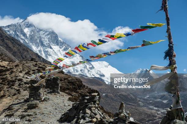 landscape view of chukung valley view point at dingboche - sherpa nepal stock pictures, royalty-free photos & images
