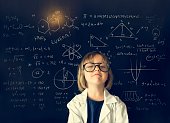Little Girl Education Blackboard Concept