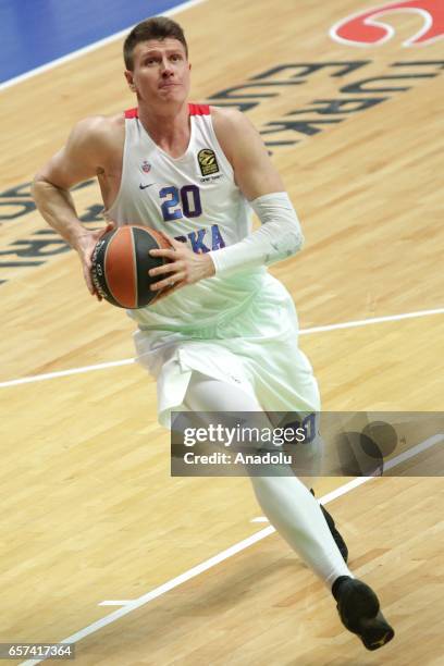 Andrey Vorontsevich of CSKA Moscow in action during the Turkish Airlines EuroLeague match between UNICS Kazan and CSKA Moscow in Kazan, Russia on...