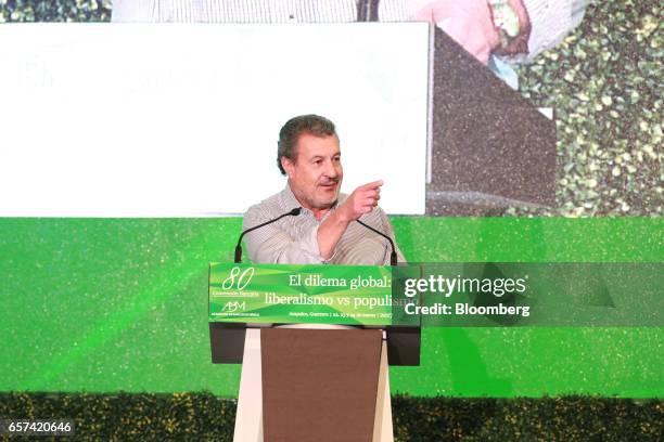 Marcos Martinez, chairman of Grupo Financiero Santander Mexico SAB de CV, speaks during the 80th annual Mexican Banking Association in Acapulco,...